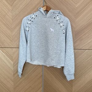 PINK by Victoria’s Secret Hooded Cropped Sweatshirt in Gray-Size XS